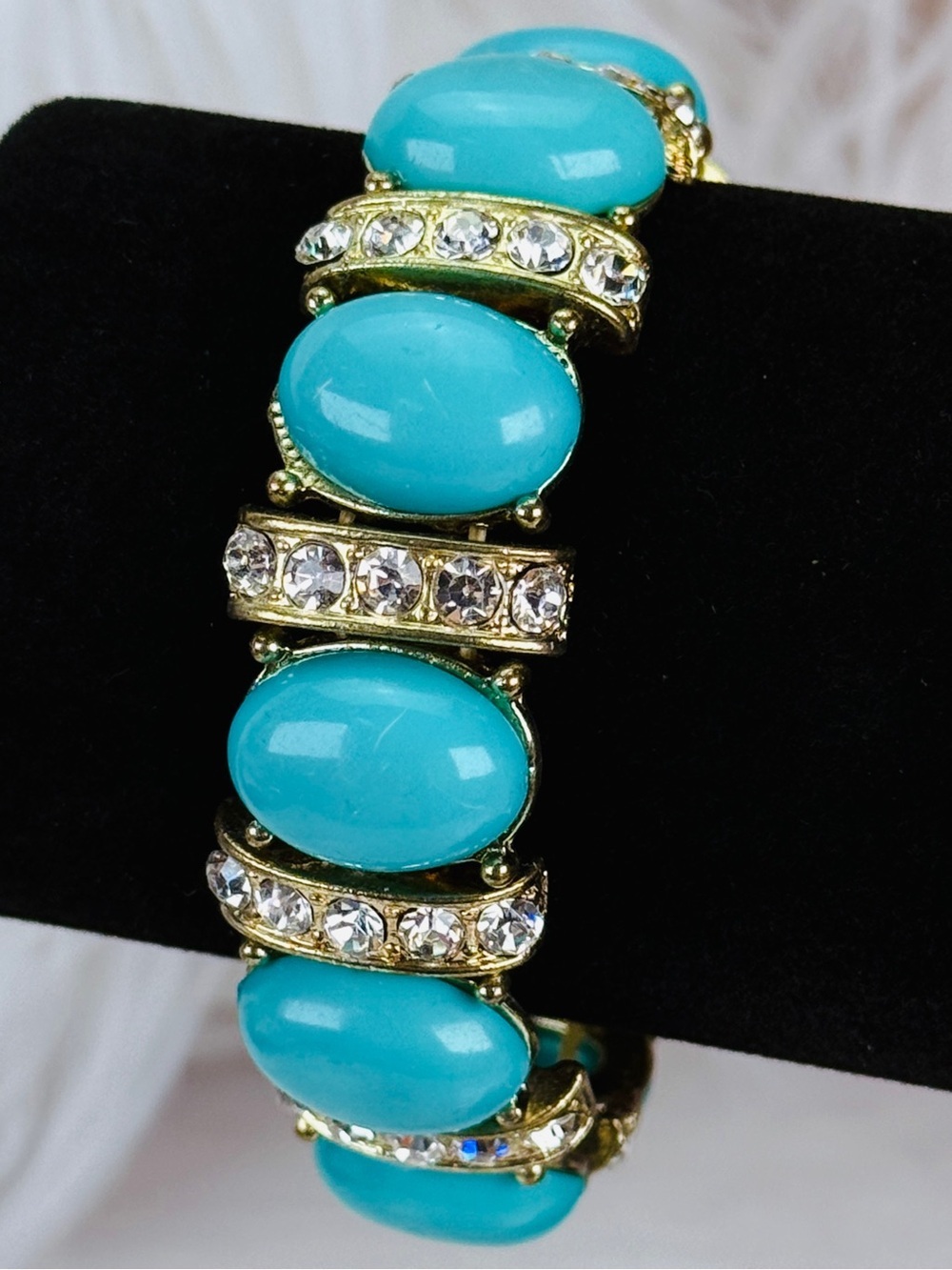 Chic Faux Turquoise Blue Bling Stretch Bracelet